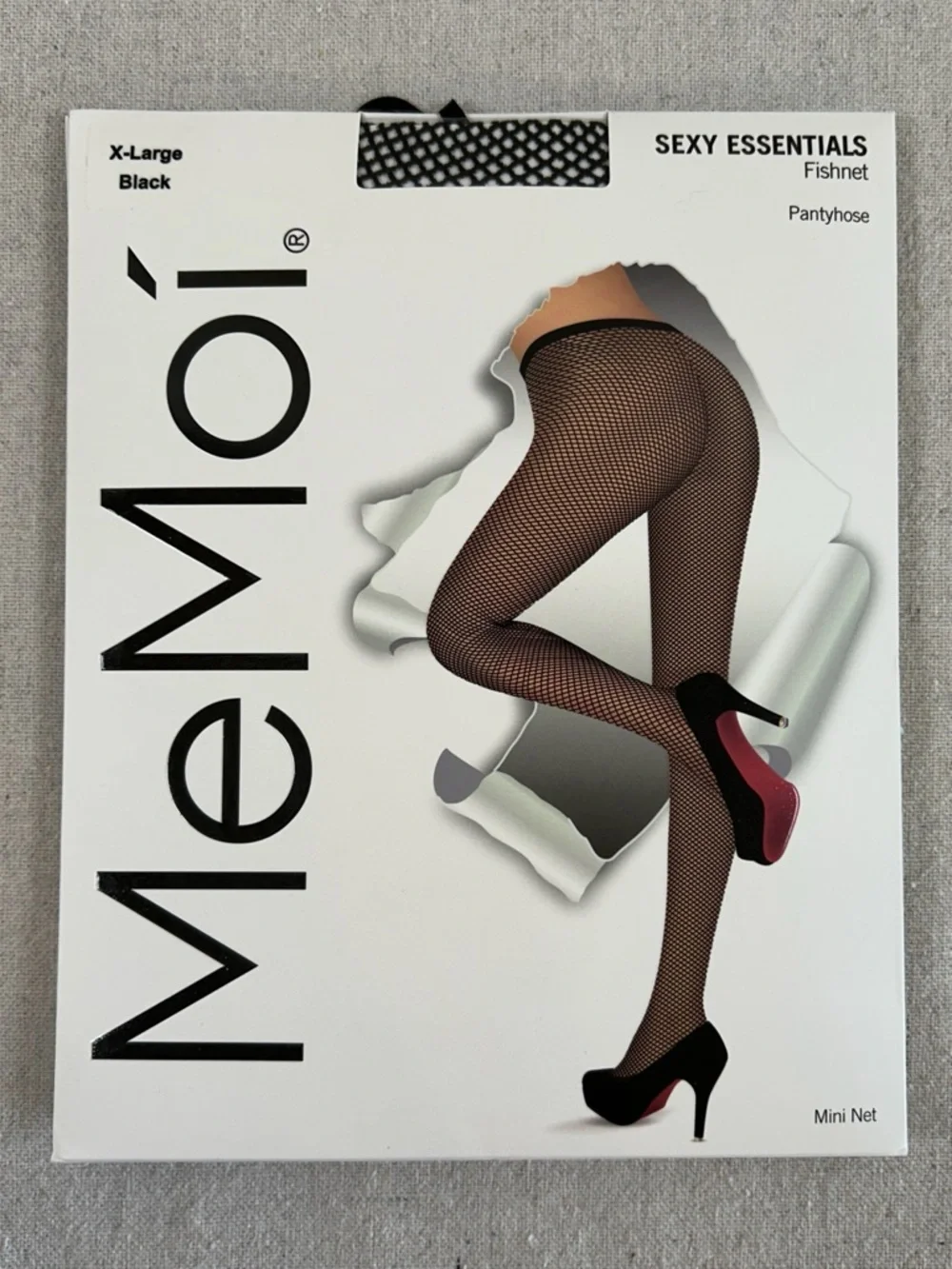 MeMoi Women's Size X-Large Black Fishnet Pantyhose
